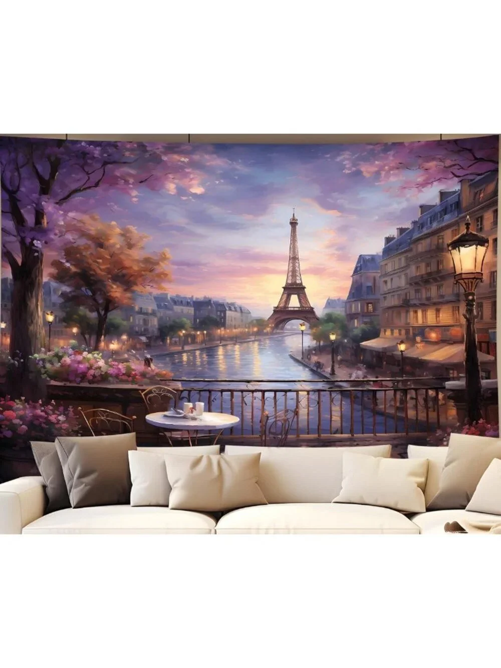 Vintage Paris Tapestry Wall Hanging, Large 59